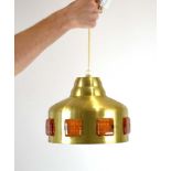 A 1970's brass-coloured ceiling light with perspex sections CONDITION REPORT: