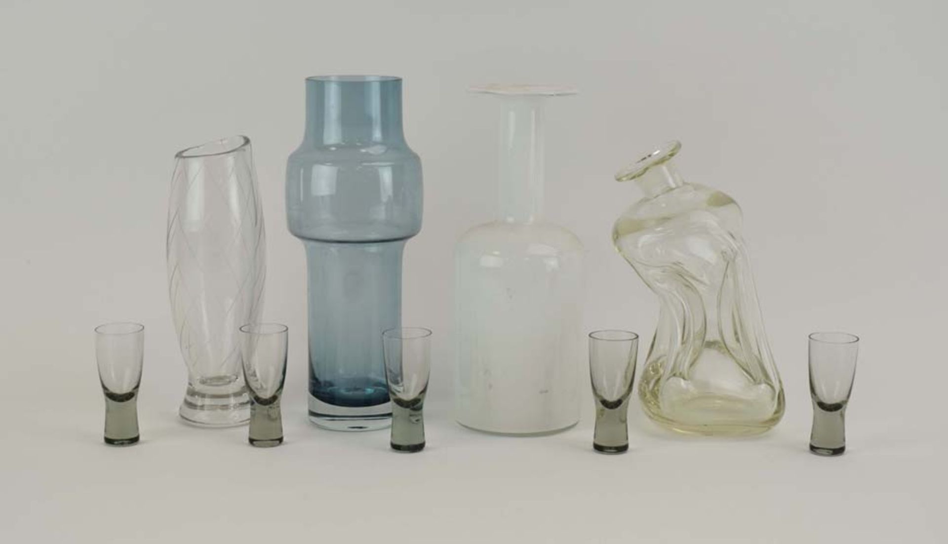 A group of Scandinavian glass including a decanter, an Otto Brauer Holmegaard opaline bottle vase, - Image 2 of 2