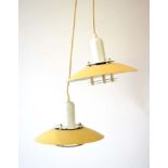 A pair of Danish miniature yellow enamelled ceiling light by Jeka CONDITION REPORT: