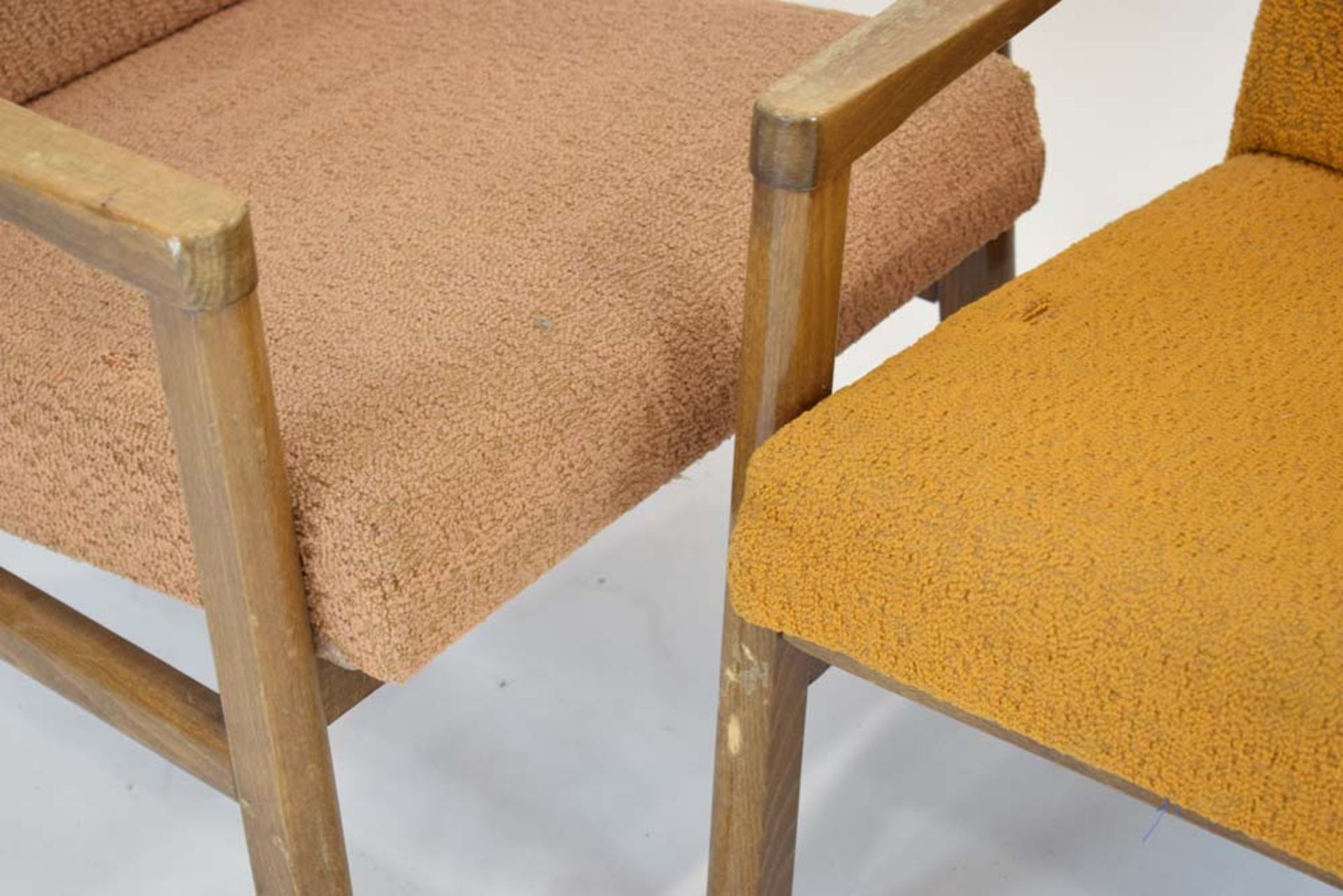 A pair of 1958 Czech beech and upholstered lowback armchairs by Ton, - Image 2 of 3