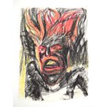 Alfred Klinkan (Austrian, 1950-1994), A fierce face, signed verso, pastels on paper,