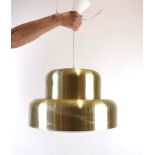 A 1970's brass-coloured ceiling light of wide form with a perspex diffuser CONDITION