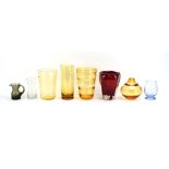 A group of six Whitefriars jugs and vases including Molar, Optic and Swag examples,