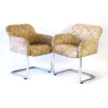 A pair of Danish reception-type chairs, the seats on chromed cantiliver frames,