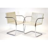 Mies van der Rohe for Knoll International, a pair of 1980's 'Brno' armchairs,