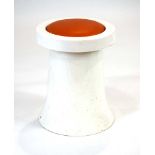 A 1960's white fibreglass stool with an orange seat *Sold Subject to our Soft Furnishings Policy