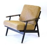 A 1960's Danish ebonised armchair with loose upholstery *Sold Subject to our Soft Furnishings