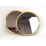 A pair of Swedish Glas Master Markaryd brass porthole mirrors, d.