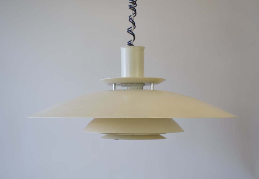 A 1970's Danish white enamelled ceiling light by Lyskar CONDITION REPORT: Working