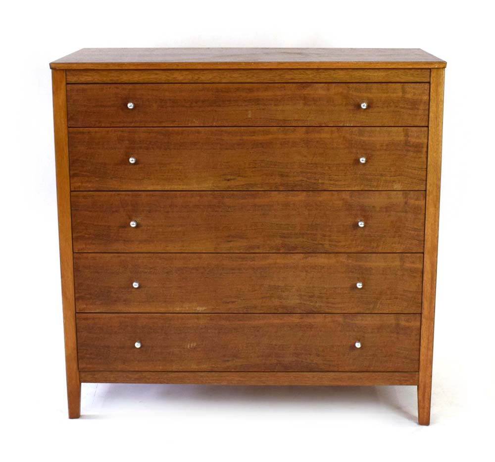 A Gordon Russell walnut chest of five long drawers, - Image 3 of 4