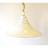 A white enamelled ceiling light with a reflective interior and a staggered top CONDITION