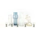 A group of Scandinavian glass including a decanter, an Otto Brauer Holmegaard opaline bottle vase,
