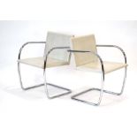 Mies van der Rohe for Knoll International, a pair of 1980's 'Brno' armchairs,
