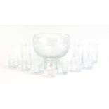 A group of Littala 'ice' pattern glass including three tumblers, six shot glasses,