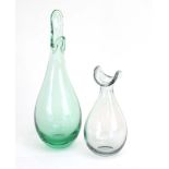 Per Lutken for Holmegaard, a 1954 green glass 'Beak' vase, signed, h.