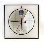 Kurt Delbanco for Morphos, a 1980's Italian wall clock in the Memphis style,