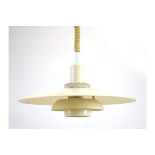 A 1970's Danish cream enamelled three-tier ceiling light in the manner of Louis Poulsen