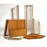 Robert Heal for Staples, a teak modular 'Ladderax' shelving system including a two-door cabinet, w.