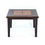 A 1960/70's stained oak and tile-topped square occasional table, w.