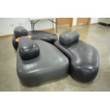 A set of three Spaceist 'Pebble' modular lobby sofas in a leather finish together with a matching