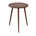 A 1960's circular teak tripod occasional table, d.