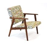 A 1960's Scandinavian teak and upholstered lowback lounge armchair *Sold Subject to our Soft