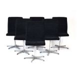 Arne Jacobsen for Fritz Hansen, a set of six 'Oxford' lowback swivel chairs on five-star bases,