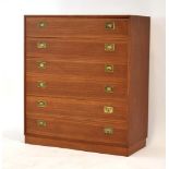 A 1960's Danish teak and crossbanded 'campaign' chest by Reoval,