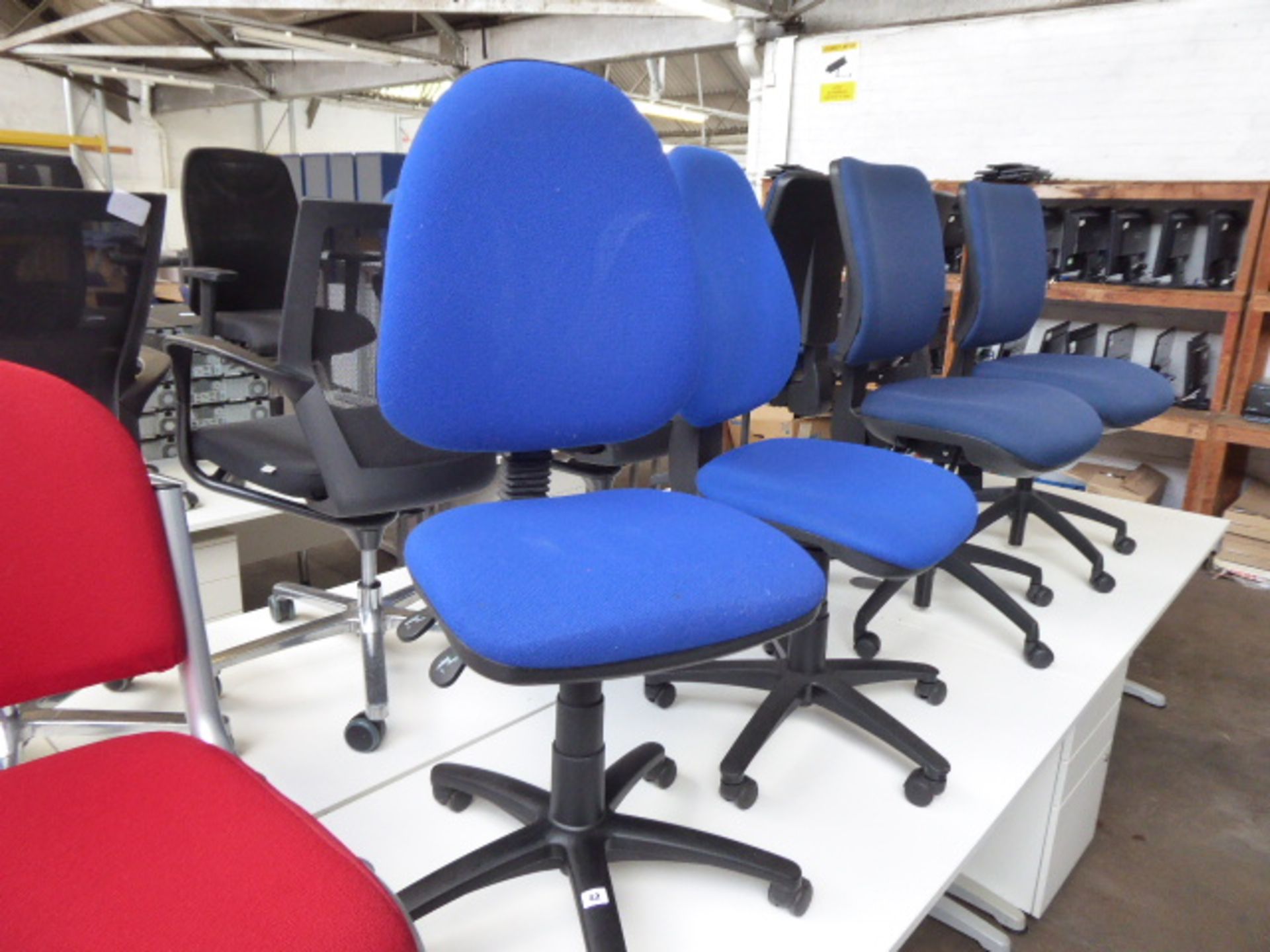 2 Torasen blue cloth operators chairs