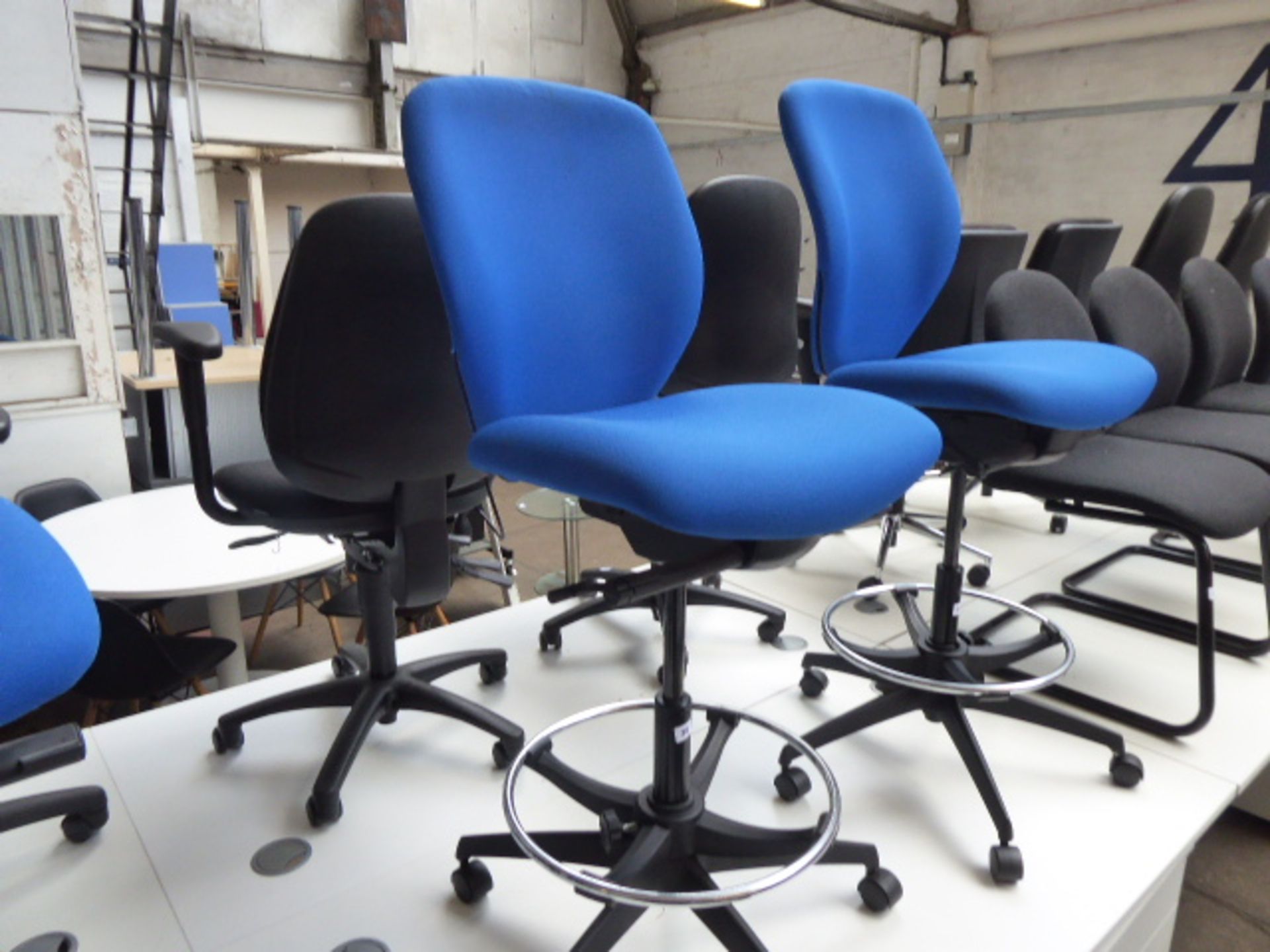 Boss Design blue cloth draughtsmans chair