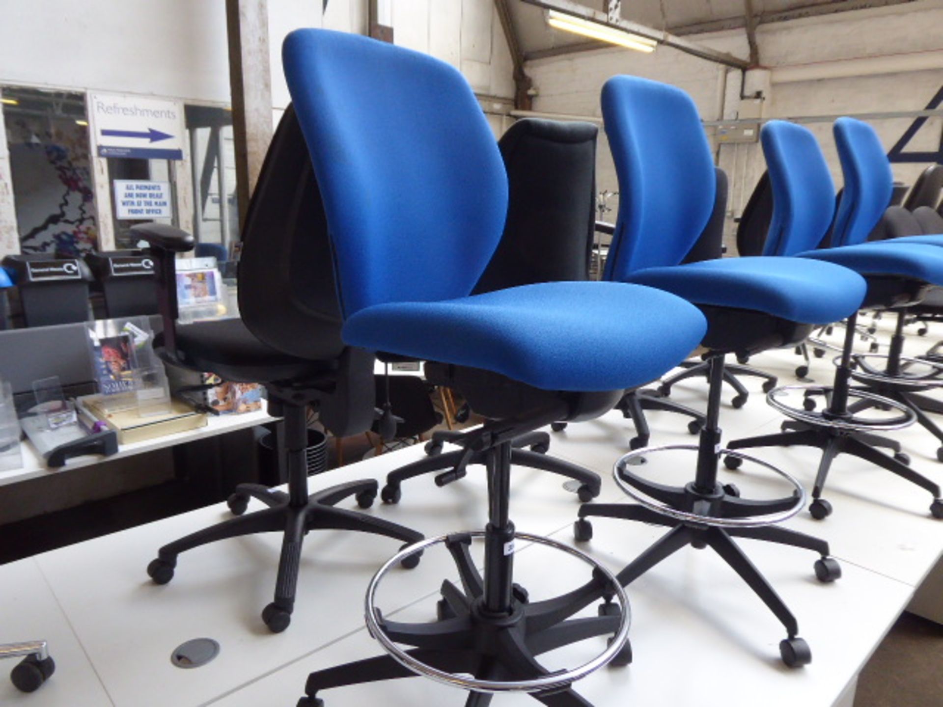 Boss Design blue cloth draughtsmans chair