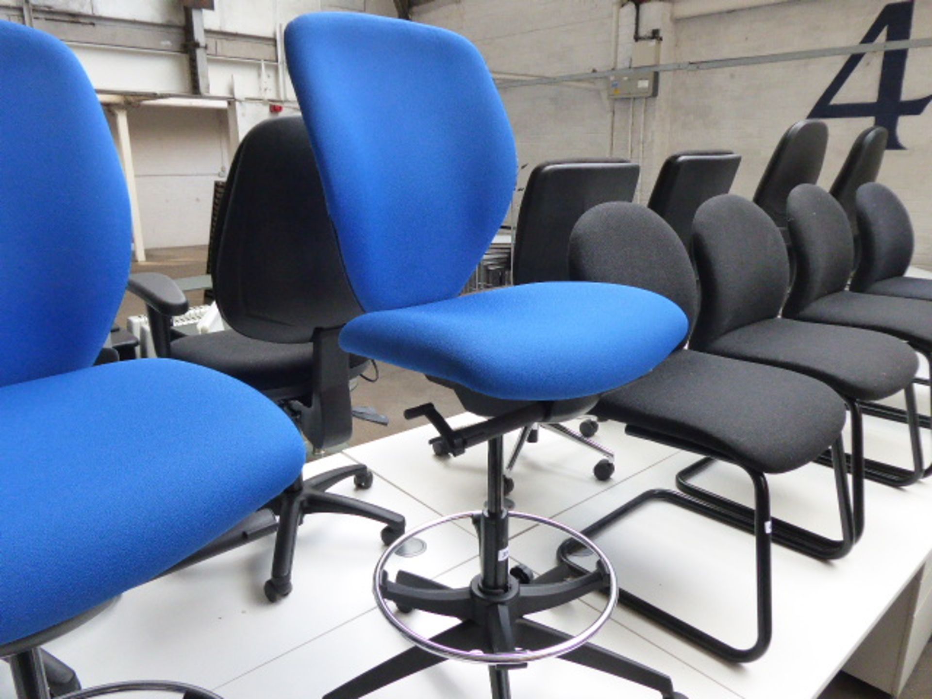 Boss Design blue cloth draughtsmans chair