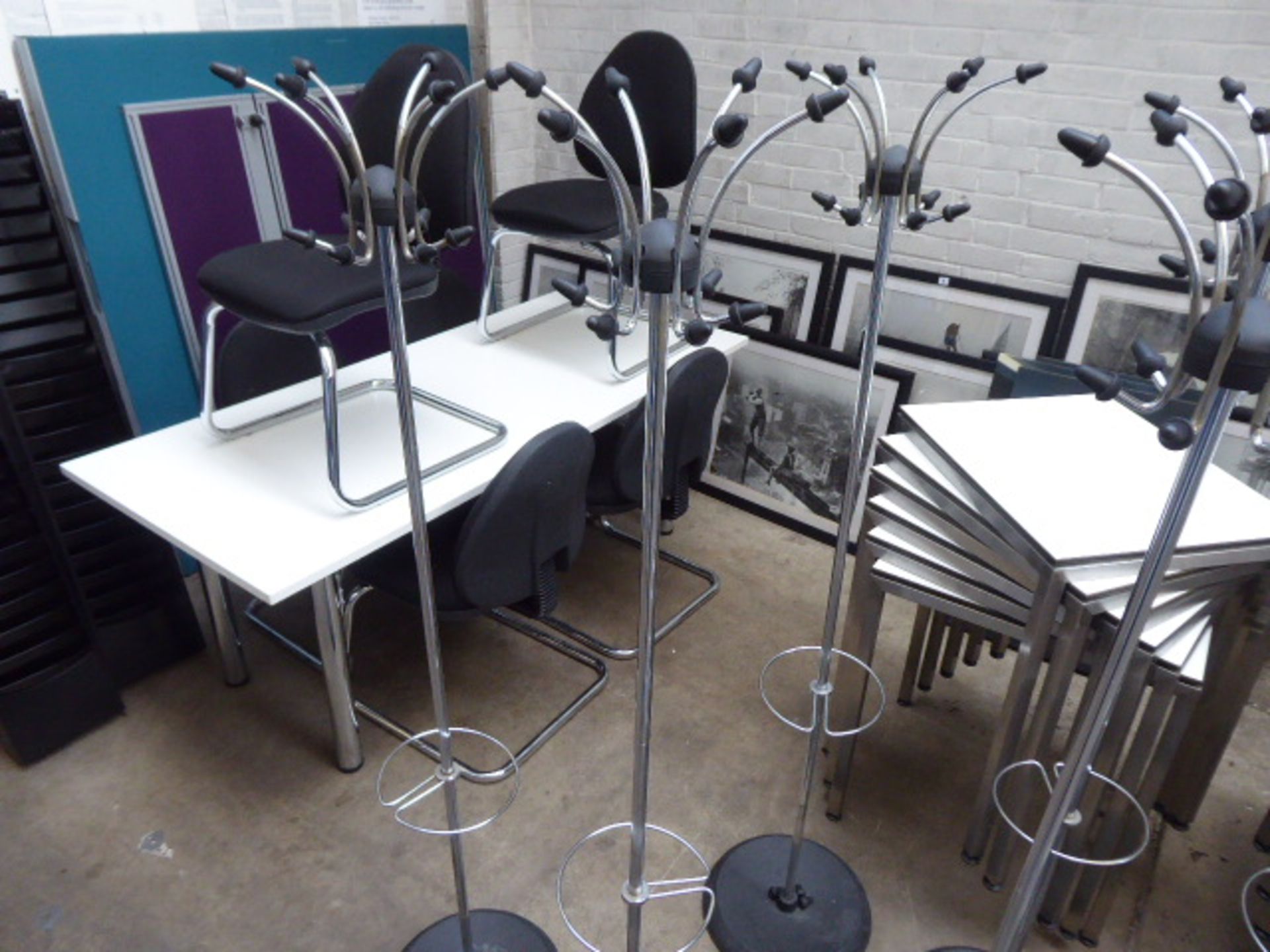 3 Chrome and black hat and coat stands