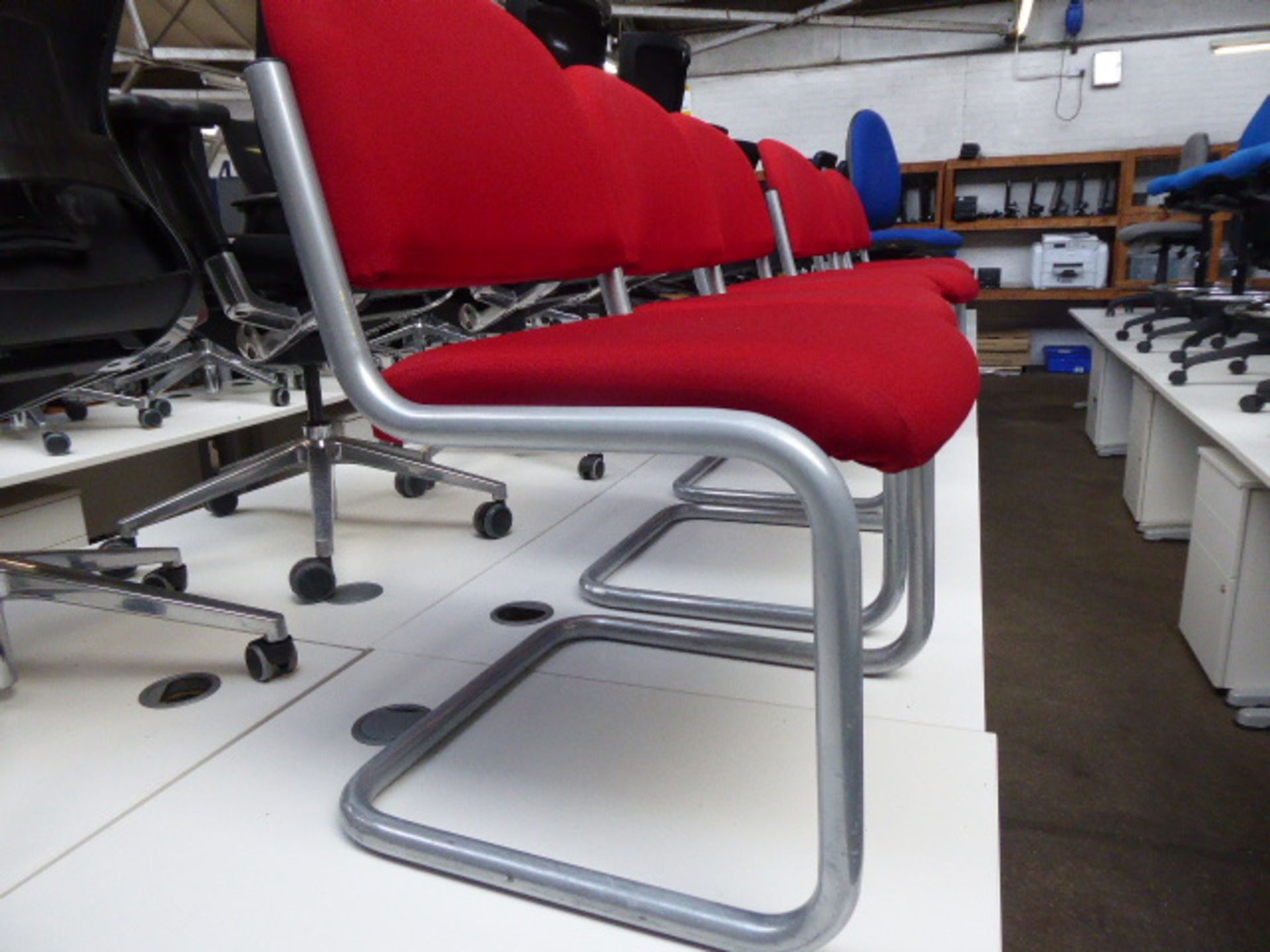 6 Red cloth cantilever chairs - Image 2 of 3