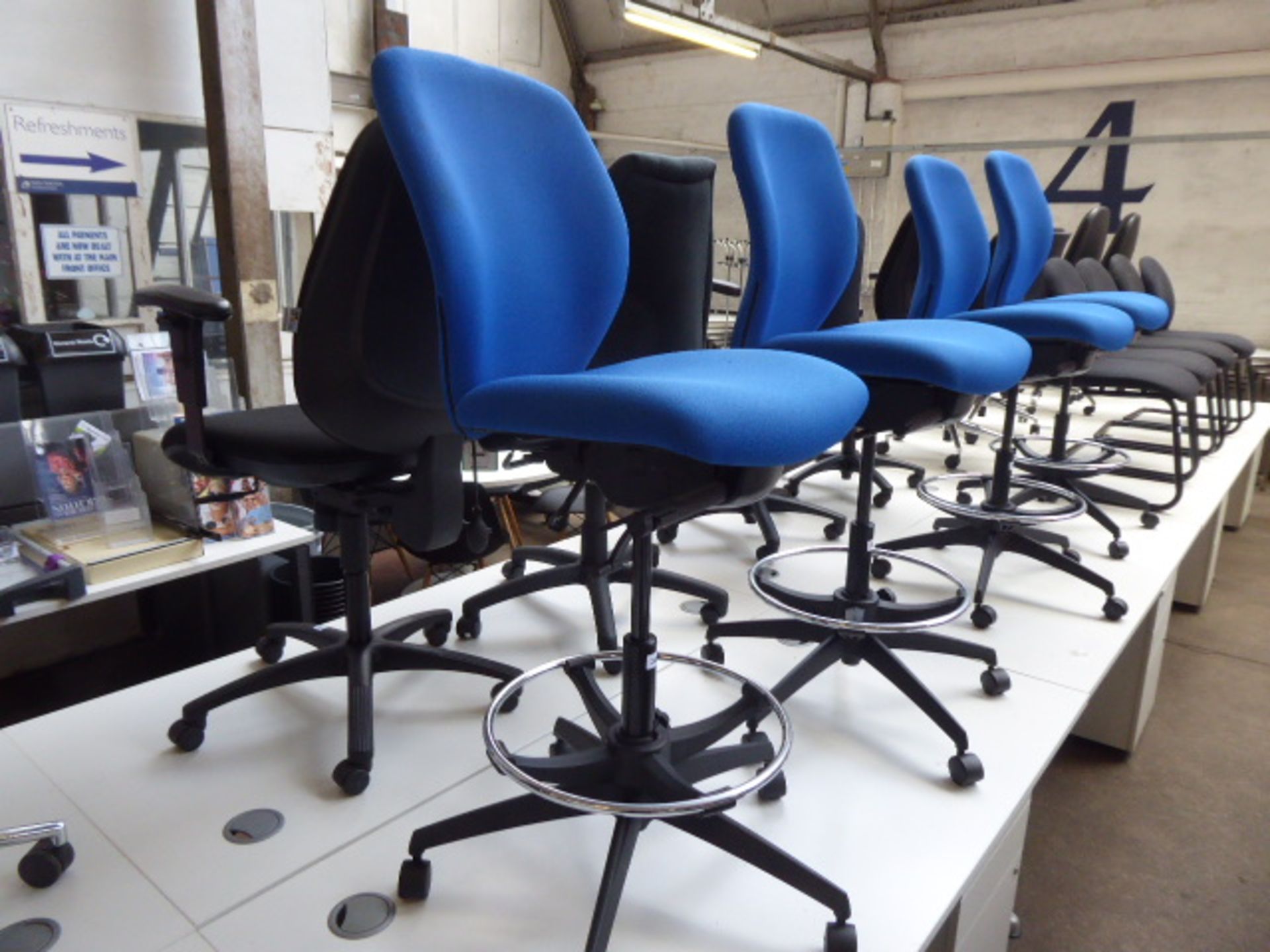 Boss Design blue cloth draughtsmans chair