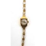A ladies 9ct yellow gold manual wind wristwatch,