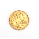 An Edwardian half sovereign dated 1909