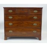 A 19th century mahogany chest of three short over three long graduated drawers with bracket feet, w.