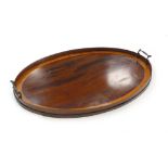 A 19th century mahogany and satinwood crossbanded tray of oval form, w.
