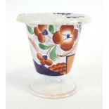 A Gaudy Welsh roll-top vase decorated with flowering shrubs, possibly Swansea, h.