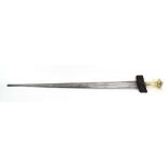 A 19th century North West African Tuareg Takouba sword with a brass and leather covered hilt