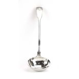 A Victorian silver old English pattern serving ladle, London 1877, l.