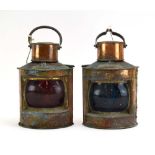 A pair of copper ship's lanterns,