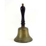 A late 19th/early 20th century brass bell with an ebonised handle, h.