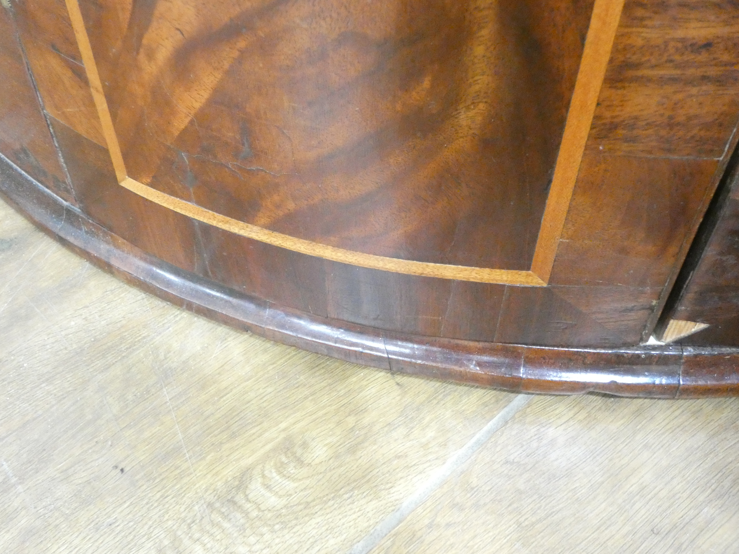 A Georgian mahogany, walnut and crossbanded bow-fronted corner cabinet, - Image 10 of 10