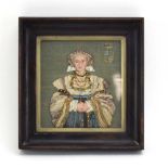 An early 20th century tinsel print depicting Queen Anne of Cleves,