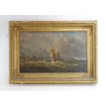 English School, 19th century, sailing vessel on a squally sea, unsigned, oil on canvas, 39 x 64.