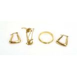 A pair of 9ct yellow gold ear hoops,