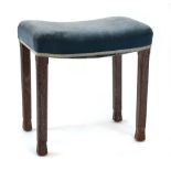 An Elizabeth II oak and upholsted coronation stool, stamped to underside,