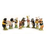 Nine Beswick pig prom figures comprising: PP1 John PP2 Matthew, PP3 David, PP4 Andrew, PP5 Daniel,